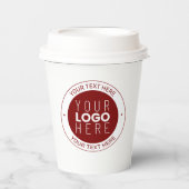 Uw Logo &  tekst | Dieprood/DIY-kleur Papieren Bekers (Voorkant)