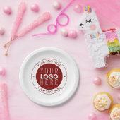 Uw Logo &  tekst | Dieprood/DIY-kleur Papieren Bordje (Feest)