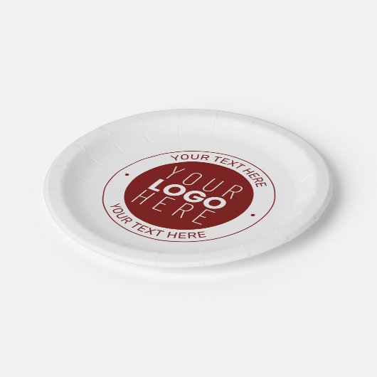 Uw Logo &  tekst | Dieprood/DIY-kleur Papieren Bordje (Gekanteld)