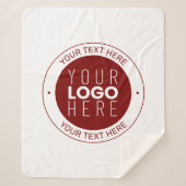 Uw Logo &  tekst | Dieprood/DIY-kleur Sherpa Deken (Voorkant)