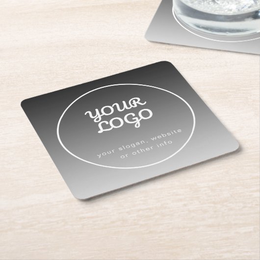 Uw Logo & tekst | Donkergrijs verloop Kartonnen Onderzetters (Schuin)
