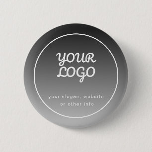 Uw Logo & tekst   Donkergrijs verloop Ronde Button 5,7 Cm