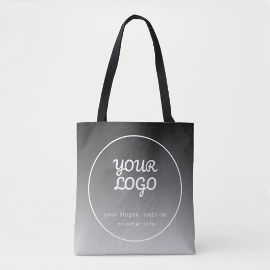 Uw Logo & tekst | Donkergrijs verloop Tote Bag (Voorkant)