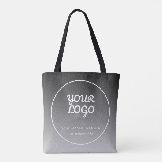 Uw Logo & tekst | Donkergrijs verloop Tote Bag (Achterkant)