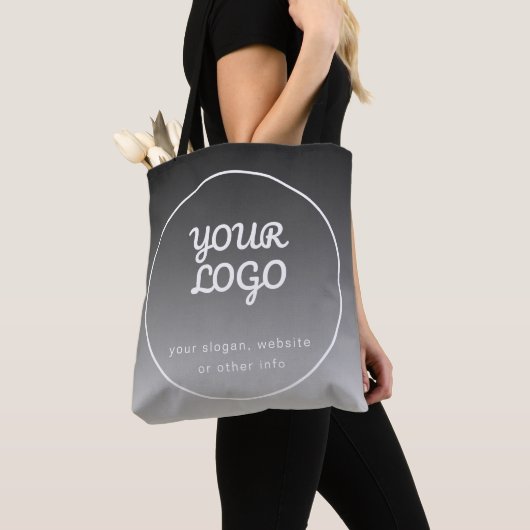 Uw Logo & tekst | Donkergrijs verloop Tote Bag (Dichtbij)