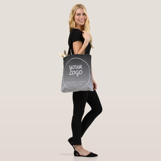 Uw Logo & tekst | Donkergrijs verloop Tote Bag (Op model)