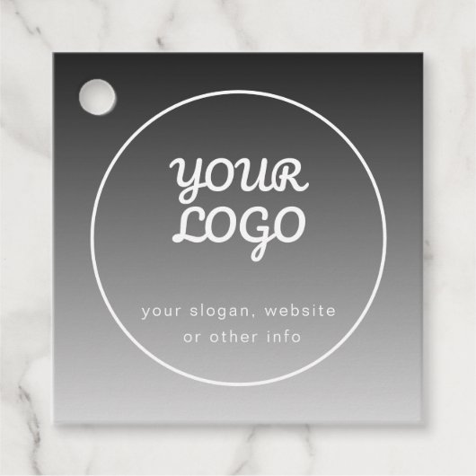 Uw Logo & Tekst | Donkergrijze Gradiënt Bedankjes Labels (Voorkant)