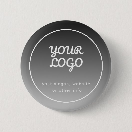 Uw Logo & Tekst | Donkergrijze Gradiënt Ronde Button 5,7 Cm (Voorkant)
