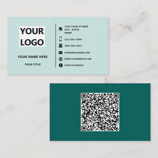 Uw Logo-tekst en QR-code Business Card Template Visitekaartje (Voorkant / Achterkant)