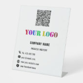 Uw Logo-tekst en QR-code voetstuk Sjabloon Reclamebord Met Voetstuk (Voorkant)