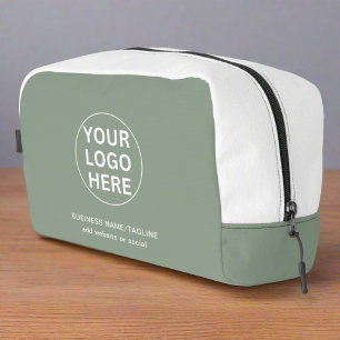 Uw Logo & tekst hier l Business Promo Sage Groen Toilettasje