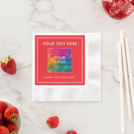 Uw Logo Tekst Kerstmis Rood Wit Geslagen Cocktail Servet (Insitu)