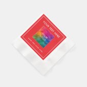 Uw Logo Tekst Kerstmis Rood Wit Geslagen Cocktail Servet (Hoek)