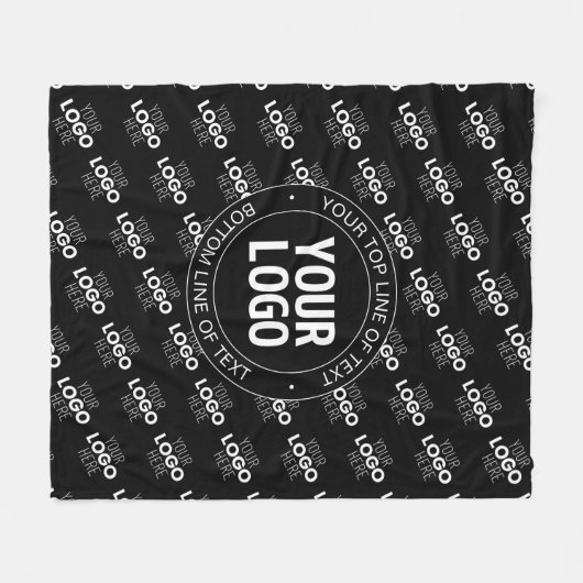 Uw Logo &  tekst met Logo Pattern Fleece Deken (Voorkant (Horizontaal))