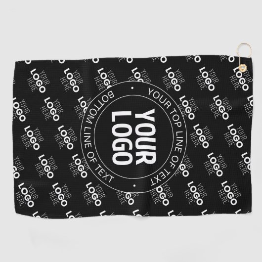 Uw Logo &  tekst met Logo Pattern Golfhanddoek (Horizontaal)