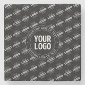 Uw Logo &  tekst met Logo Pattern Stenen Onderzetter (Voorkant)