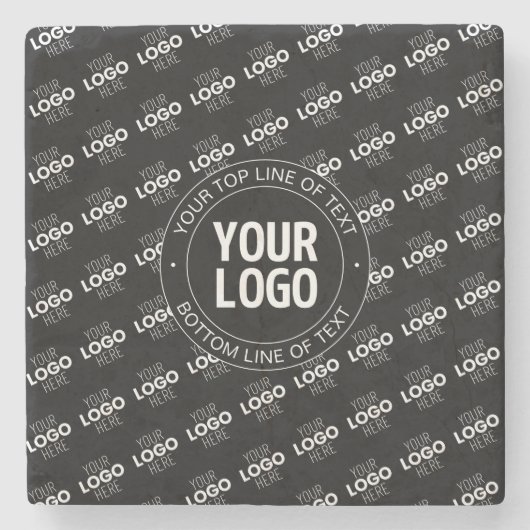 Uw Logo &  tekst met Logo Pattern Stenen Onderzetter (Voorkant)