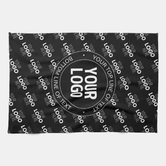 Uw Logo &  tekst met Logo Pattern Theedoek (Horizontaal)