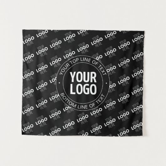 Uw Logo &  tekst met Logo Pattern Wandkleed (Voorkant (horizontaal))