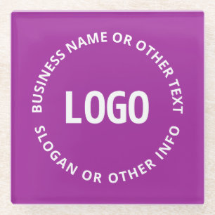 Uw Logo &  tekst   Paarse Violet Glazen Onderzetter