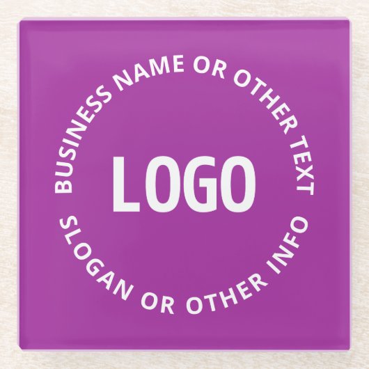 Uw Logo &  tekst | Paarse Violet Glazen Onderzetter (Voorkant)