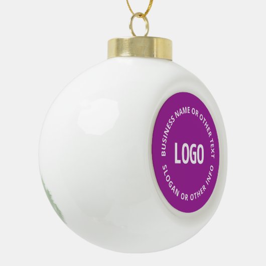 Uw Logo & tekst | Paarse Violet Keramische Bal Ornament (Links)