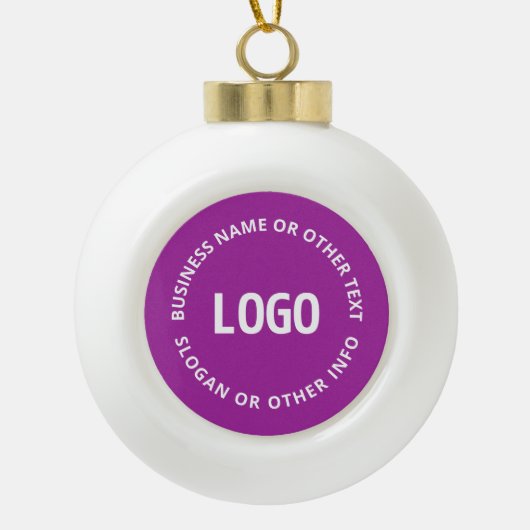 Uw Logo &  tekst | Paarse Violet Keramische Bal Ornament (Voorkant)