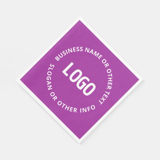Uw Logo &  tekst | Paarse Violet Servet (Hoek)