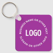 Uw Logo &  tekst | Paarse Violet Sleutelhanger (Voorkant)
