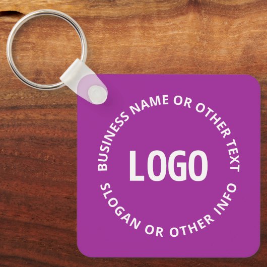 Uw Logo &  tekst | Paarse Violet Sleutelhanger (Voorkant)