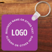 Uw Logo &  tekst | Paarse Violet Sleutelhanger (Achterkant)