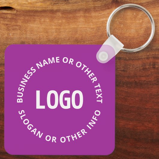 Uw Logo &  tekst | Paarse Violet Sleutelhanger (Achterkant)