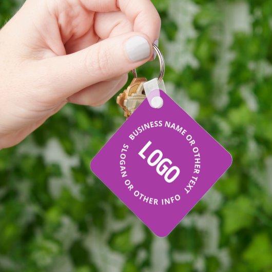 Uw Logo &  tekst | Paarse Violet Sleutelhanger (Hand)
