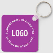 Uw Logo &  tekst | Paarse Violet Sleutelhanger (Achterkant)