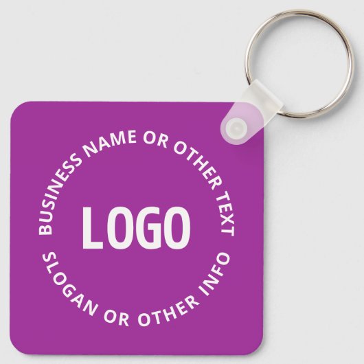 Uw Logo &  tekst | Paarse Violet Sleutelhanger (Achterkant)