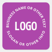 Uw Logo &  tekst | Paarse Violet Vierkante Sticker (Voorkant)