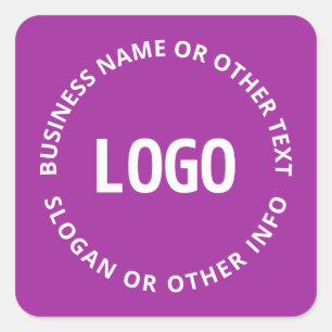 Uw Logo &  tekst   Paarse Violet Vierkante Sticker
