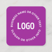 Uw Logo & tekst | Paarse Violet Vierkante Visitekaartje (Voorkant)