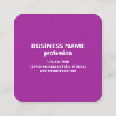 Uw Logo & tekst | Paarse Violet Vierkante Visitekaartje (Achterkant)