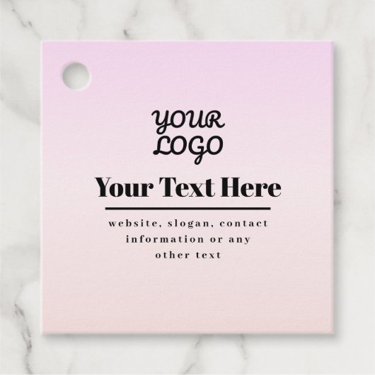 Uw Logo & Tekst | Roze & Perzik Ombre Bedankjes Labels (Voorkant)
