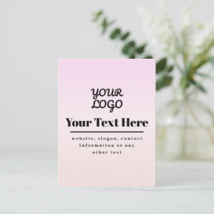Uw Logo & Tekst   Roze & Perzik Ombre Briefkaart