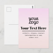 Uw Logo & Tekst | Roze & Perzik Ombre Briefkaart (Voorkant / Achterkant)