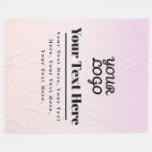 Uw Logo & Tekst | Roze & Perzik Ombre Fleece Deken (Voorkant (Horizontaal))