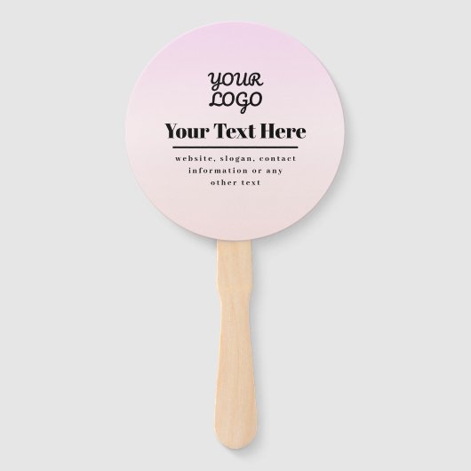 Uw Logo & Tekst | Roze & Perzik Ombre Handwaaier (Voorkant)