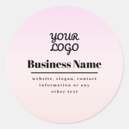 Uw Logo & Tekst | Roze & Perzik Ombre Ronde Sticker
