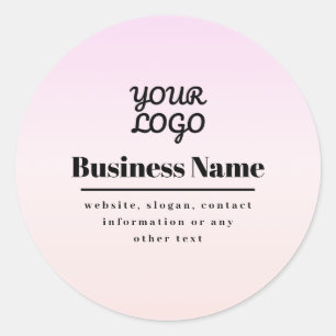 Uw Logo & Tekst   Roze & Perzik Ombre Ronde Sticker