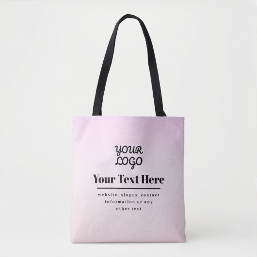Uw Logo & Tekst | Roze & Perzik Ombre Tote Bag (Voorkant)