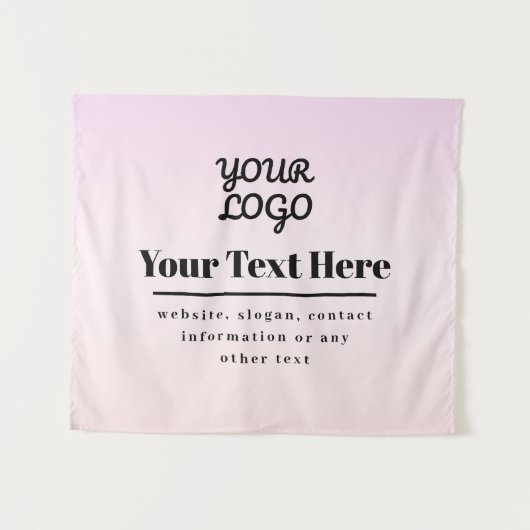 Uw logo & tekst | Roze & Perzik Ombre Wandkleed (Voorkant (horizontaal))