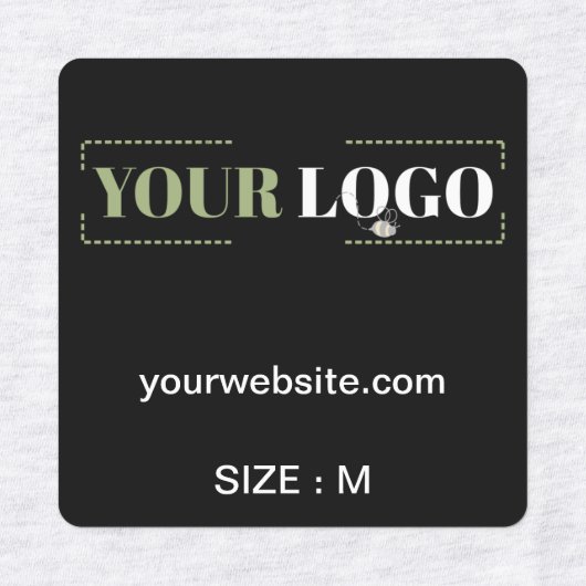 Uw Logo Tekst Website Maat Kleding Zwart Kleding Labels (Design 2)