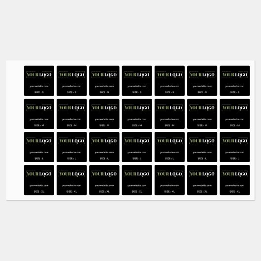 Uw Logo Tekst Website Maat Kleding Zwart Kleding Labels (Vel)